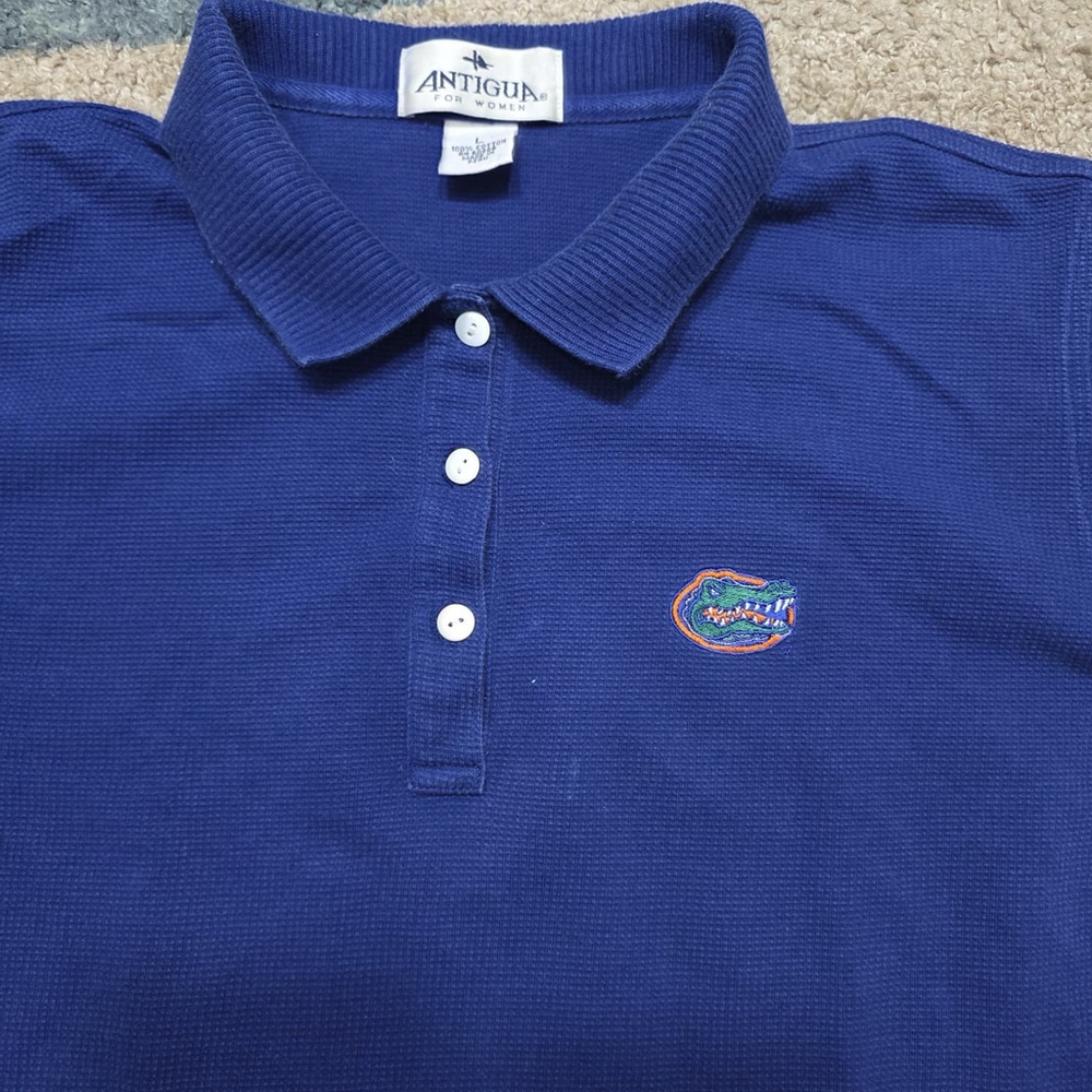 Antigua Women’s L Florida Gators Polo Shirt Blue Cotton Embroidered Logo